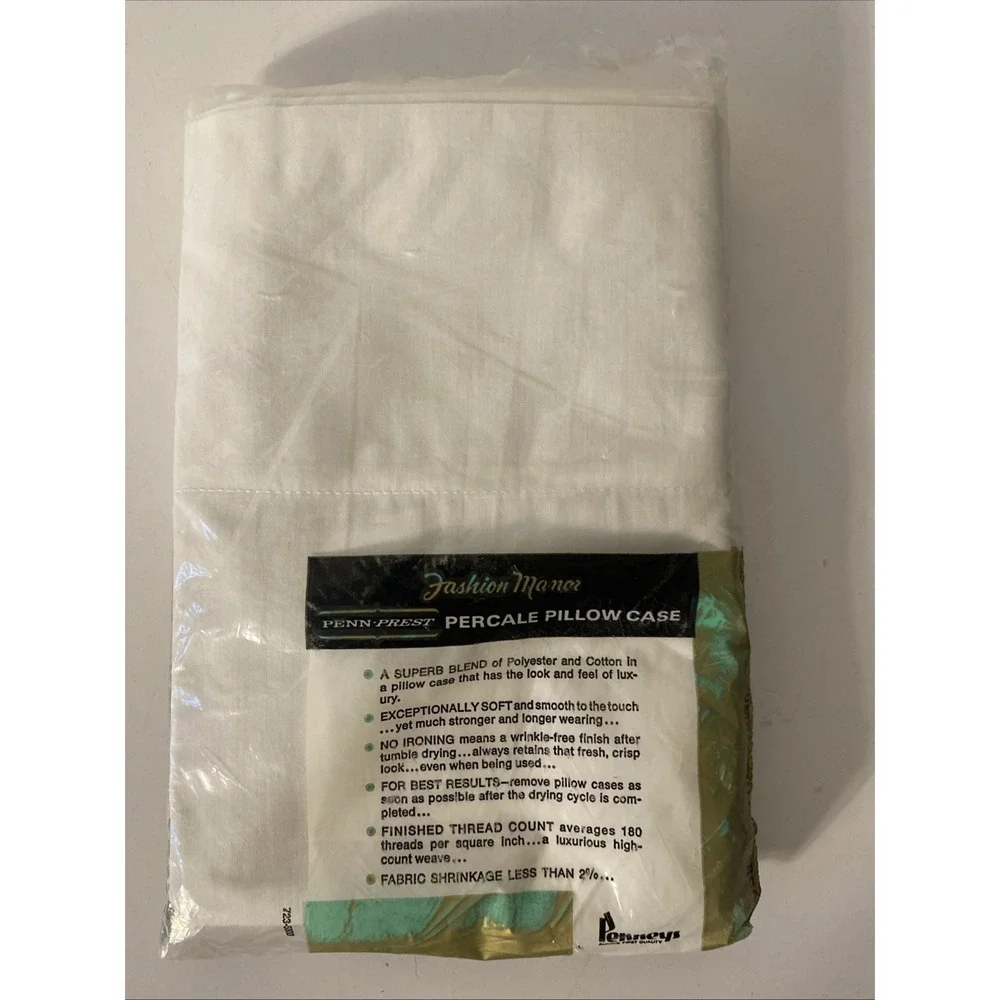 Vintage Set Penn Prest White Pillowcase 42 x 38 Percale Cotton Blend  Penneys